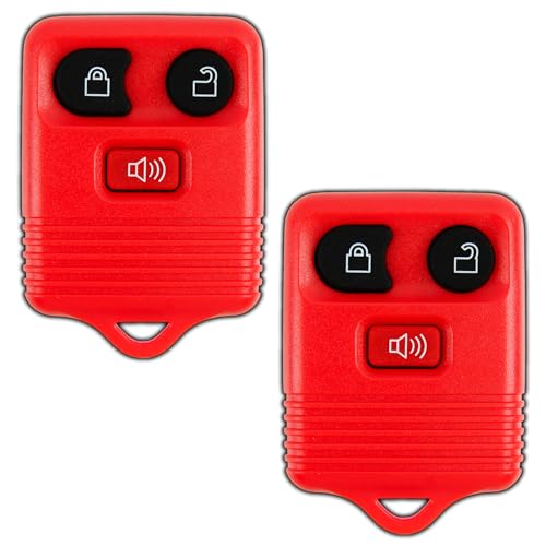 KeylessOption Key Fob Replacement for 2002 2003 2004 2005 2006 2007 2008 2009 2010 2011 2012 2013 2014 2015 2016 Ford F150 Explorer Ranger Mustang Lincoln Mazda Mercury Remote, 3-Button Red 2-Pack - Image 1