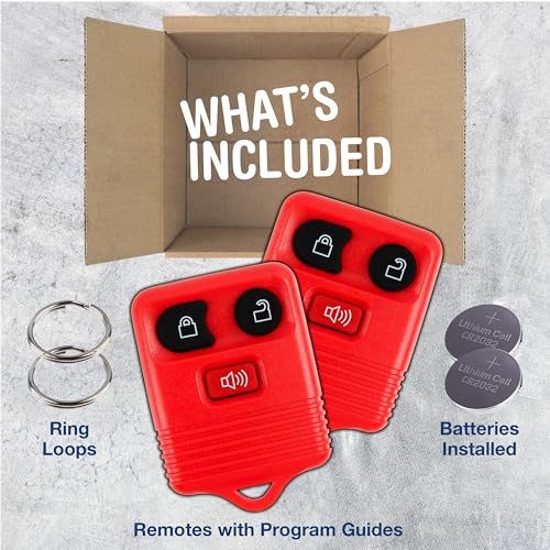 KeylessOption Key Fob Replacement for 2002 2003 2004 2005 2006 2007 2008 2009 2010 2011 2012 2013 2014 2015 2016 Ford F150 Explorer Ranger Mustang Lincoln Mazda Mercury Remote, 3-Button Red 2-Pack - Image 3