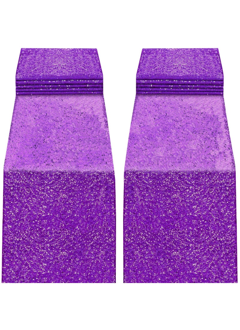 yuboo yuboo Purple Sequin Table Runners 2 Pack Glitter 12x108 Table Cloth Party Supplies for Mothers DayBirthdayMardi GrasGraduationWeddingBridalBaby ShowerCandy Buffet Party Decorations 
