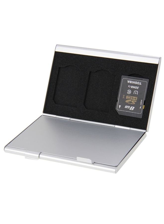 BURAQ 2x 3 in 1 Memory Card Protective Case Box for SD Card, Size: 93mm (L) x 62mm (W) x 10mm (H)(Silver)  - Image 1