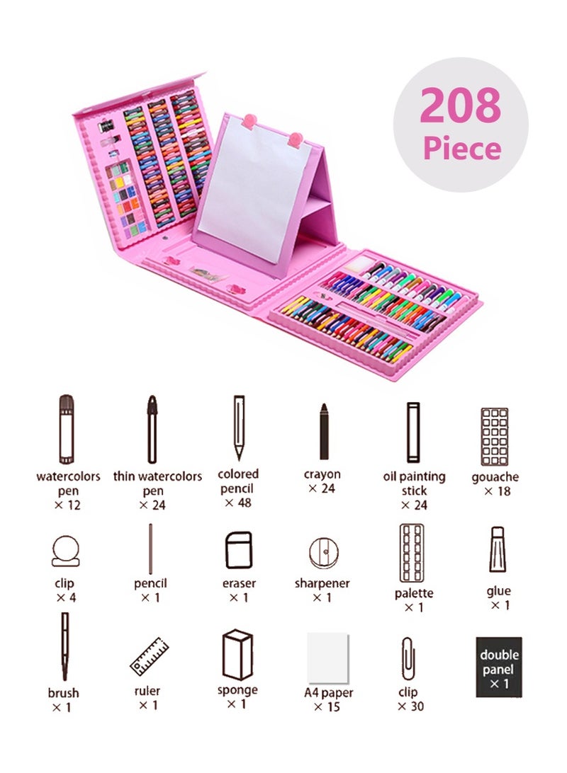 CAYGA 208 Piece Art Drawing SetArt Supplies, Drawing Kit with Double Sided Trifold Easel, Deluxe Colouring Art Set with Drawing Papers and Rich Drawing Accessaries, Easy to Carry - Image 2