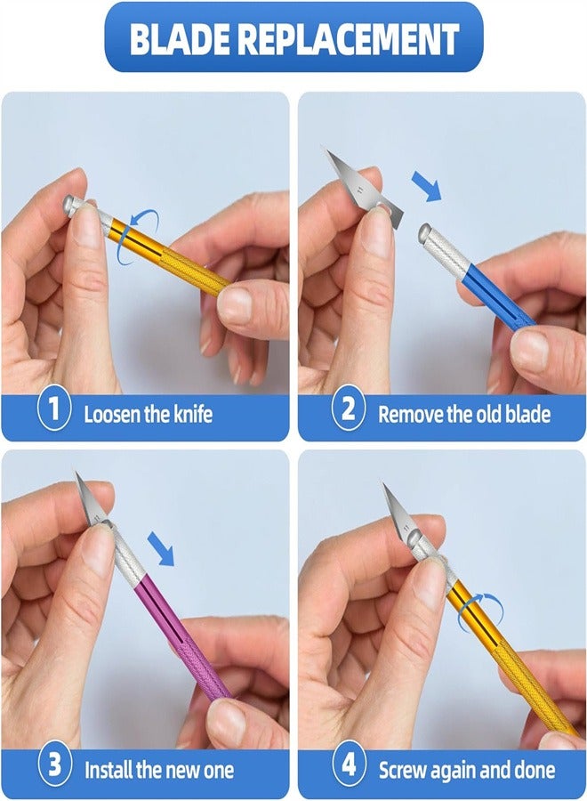 3 Pack Exacto Knife, Hobby Knife Set Craft Knives with 30 Spare  Knife Blades(#11) , Precision Knife Art Knife Set, Exacting Knife Set for Art,Scrapbooking,Carving, DIY, Cutting, Stenciling - Image 4