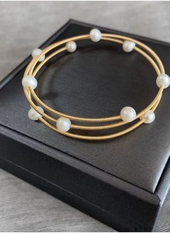 General 925 Silver Plated 18K Gold Wire Winding Natural Water Pearl Handmade Original Bracelet  - Image 1