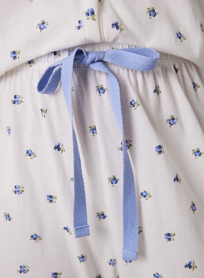 women'secret Long Pajamas Cotton White Flowers  - Image 4