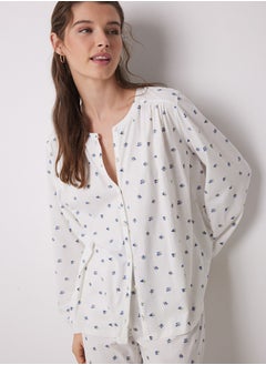 women'secret Long Pajamas Cotton White Flowers  - Image 3