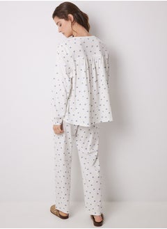 women'secret Long Pajamas Cotton White Flowers  - Image 5