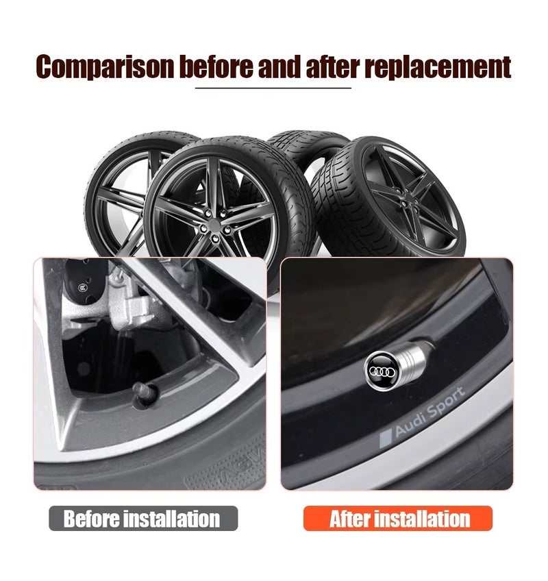 Car Wheel Tire Air Valve Cap 4pcs Caps Stem Covers Accessories Fit for Audi A4,A5,A6,A8,Q3,Q7 all other Models - Image 3