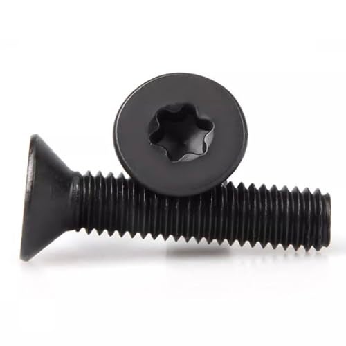 HanTof 75Pcs Flat Head Torx Drive Screws Bolts, Grade 10.9 Alloy Steel, M6 x 12/16/20/25/30mm CSK Head Star Drive Machine Screws Set with T30 Wrench, Black Oxide Finish, Fully Threaded Pitch : 1.0 mm - Image 3