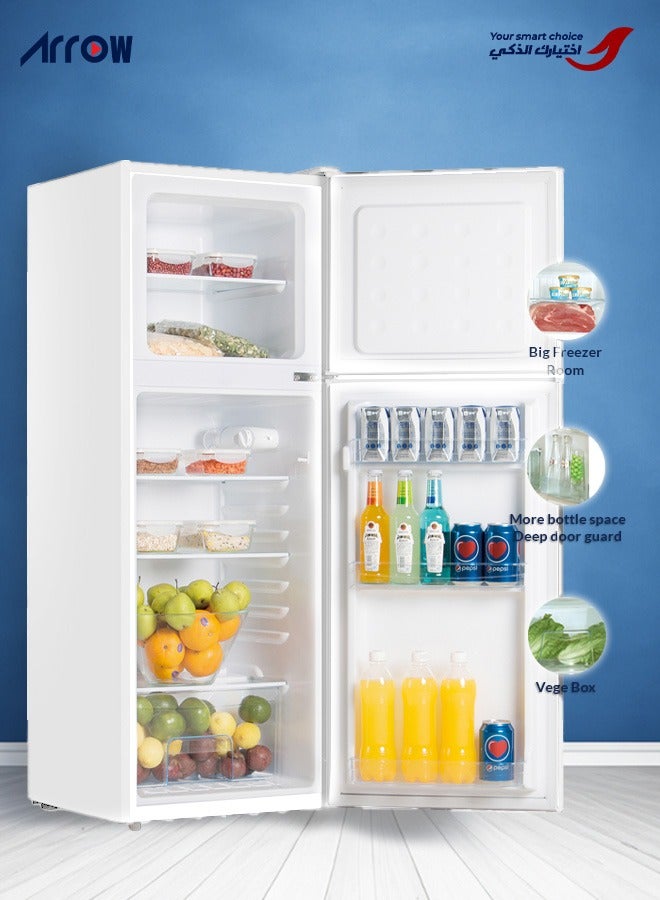 ارو ثلاجة ببابين سعة 132 لترًا، سعة 4.7 قدم مكعب، بدون تجميد، أرجل قابلة للتعديل، قفل أمان، ضوضاء منخفضة، موفرة للطاقة، رف زجاجي، مصباح داخلي، مساحة إضافية ونضارة تدوم طويلًا، ضاغط صامت وموفر للطاقة (ضمان المنتج لمدة عامين وضمان الضاغط لمدة 7 سنوات) - Image 4