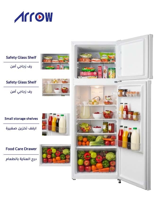 Arrow 132 Liters Double Door Refrigerator 4.7 Cubic Feet, No Frost, Adjustable Legs, Safety Lock, Low Noise, Energy Saving, Glass Shelf, Interior Lamp, Extra Space and Long Lasting Freshness, Silent & Energy-Efficient Compressor (2 Years Product And 7 Years Compressor Warranty) - Image 2