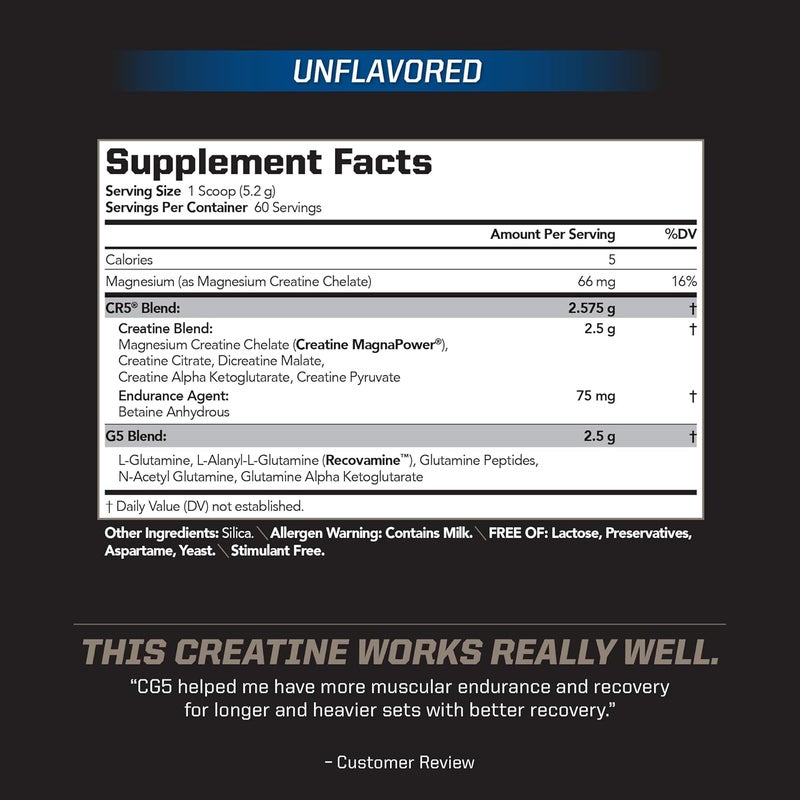 PMD PMD Sports CG5 Premium Creatine  L Glutamine Powder Power Recovery Build Lean Muscle Increase Workout Performance Maximum Strength Pre Workout  Post Workout Unflavored 60 Servings - Image 2