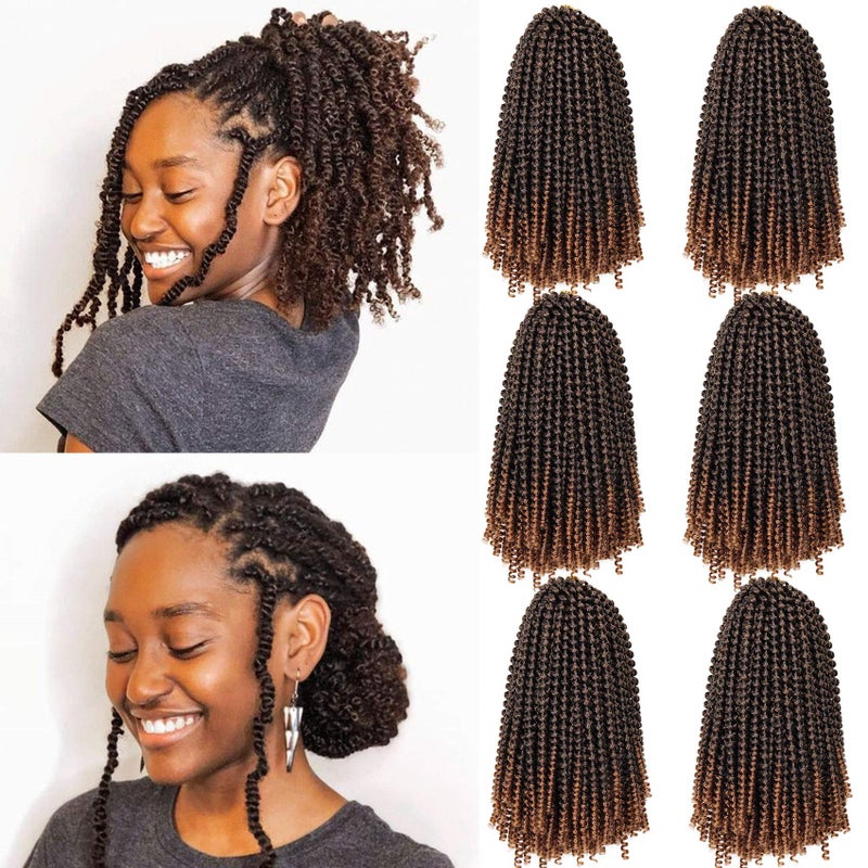 6 Packs Spring Twist Braiding Hair Spring Twists Bomb Twist Hair Synthetic Fiber Fluffy Twist Crochet Braids Low Temperature Twist Crochet Hair for Women Braiding Hair10inchT1B30