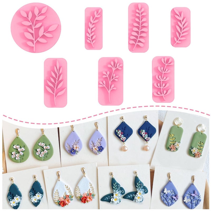 KEOKER Leaves Clay Stamps  7 Shapes Clay Cutters for Polymer Clay Jewelry Making Work with Polymer Clay Cutter Leaves Polymer Clay Cutters for Earrings Polymer Clay Stamps and Molds