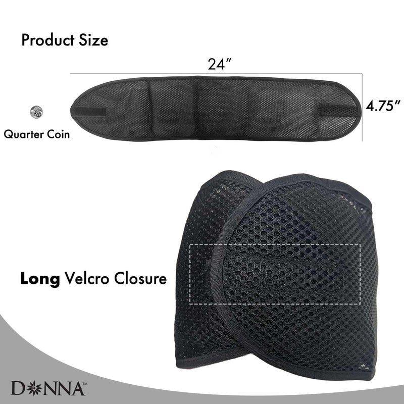 DONNA Deluxe Foam Mesh Wrap â€“ Olive Oil + Vitamin E Treated Hair Wrap for Women, Adjustable Head Wrap, Breathable Mesh & Soft Foam Padding for Sleep or Styling, Black - Image 3