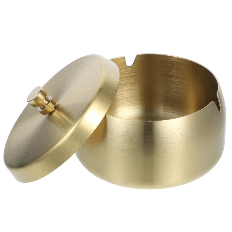 Stainless Steel Windproof Ashtray with Lid Medium Size for Indoor Outdoor Office Patio - Image 2