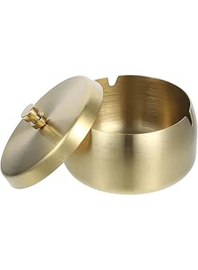 Stainless Steel Windproof Ashtray with Lid Medium Size for Indoor Outdoor Office Patio - Image 1