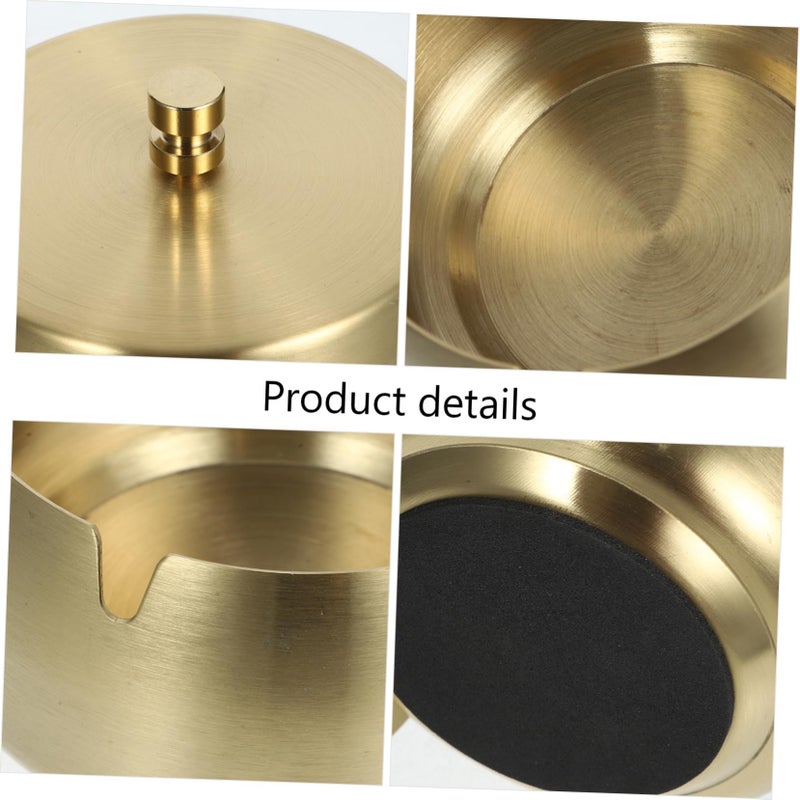 Stainless Steel Windproof Ashtray with Lid Medium Size for Indoor Outdoor Office Patio - Image 5