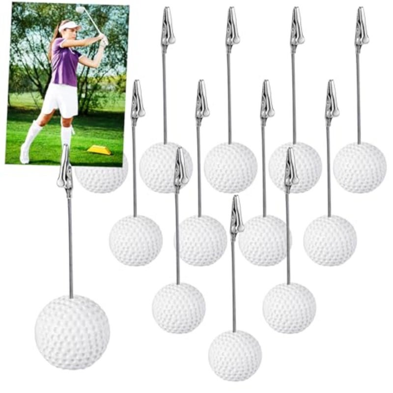 12 Pcs Resin Sports Ball Base Memo Clips with Alligator Wire Table Number Card Place Holders Photo Stand for Office Menu Wedding Party Events Decoration - Image 1