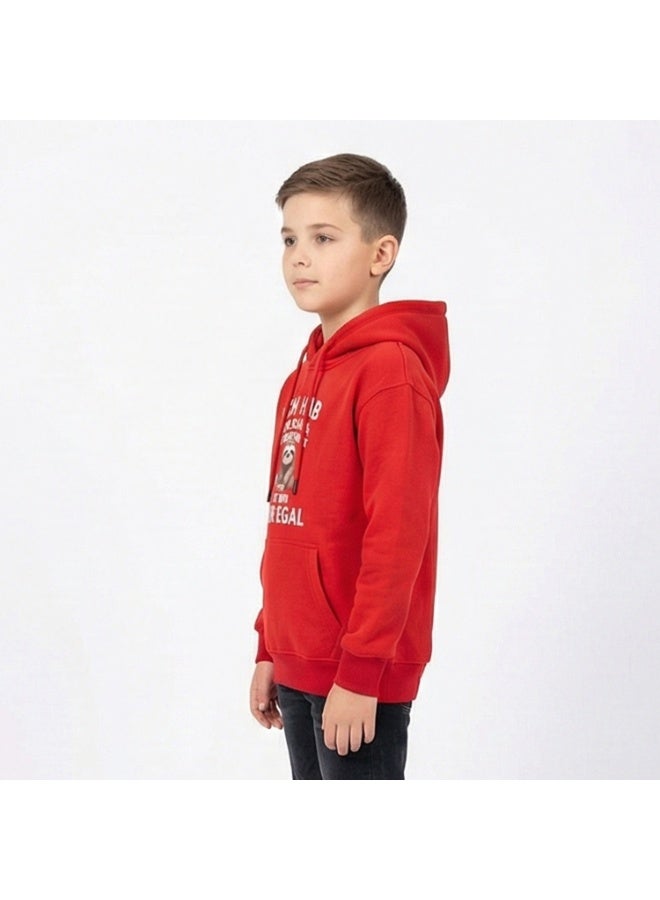 Caesar Milton boys' winter hoodie with prints on the chest - Image 3