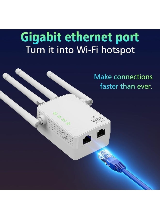 أورييل مكرر إشارة واي فاي لاسلكي، 1200 ميجابت في الثانية، موسع واي فاي ثنائي النطاق 5G/2.4G، معزز واي فاي لاسلكي، إعداد بلمسة واحدة، التوصيل والتشغيل - أبيض - Image 4