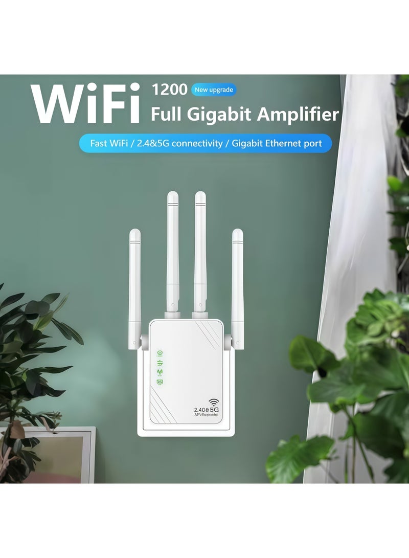 أورييل مكرر إشارة واي فاي لاسلكي، 1200 ميجابت في الثانية، موسع واي فاي ثنائي النطاق 5G/2.4G، معزز واي فاي لاسلكي، إعداد بلمسة واحدة، التوصيل والتشغيل - أبيض - Image 3