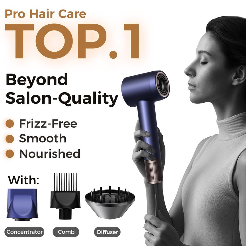 Alloom High-Speed Hair Dryer Pro | Trusted by Pro Stylists, Heat Damage Protection & 600 Million Ions Blow Dryer for Hair Care Beyond Salon, Fast Drying & Low Noise, Hairdryer with Diffuser, Nozzle, Comb - Image 2