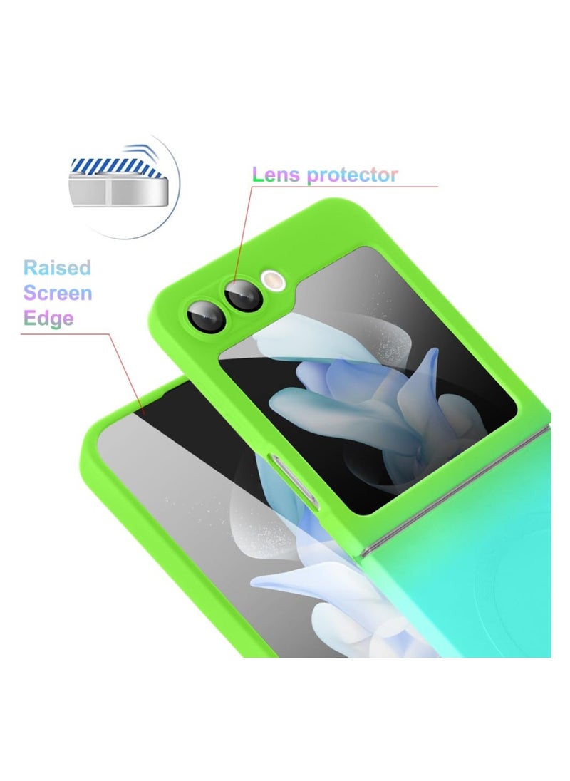 SYOSI - Minimalist Matte Case for Samsung Galaxy Z Flip 5 Case with Camera Lens Protector, [Compatible with leaf] Luxury Gradient Color Cover Matte Back Shockproof Protective Case (Gradient Teal Green) - Image 1