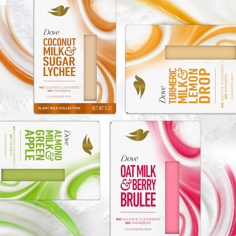 Dove Plant Milk Cleansing Bar Soap Almond Milk Green Apple 4 count for Moisturized Skin Gentle Cleanser No Sulfate Cleansers or Parabens 98 Biodegradable Formula - Image 3