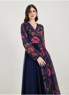 Maxim Creation Floral Print Pleated Hem Drape Maxi Dress by Styli  - Image 2