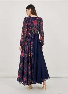 Maxim Creation Floral Print Pleated Hem Drape Maxi Dress by Styli  - Image 5