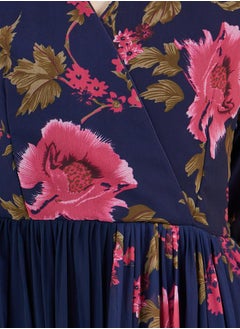 Maxim Creation Floral Print Pleated Hem Drape Maxi Dress by Styli  - Image 3