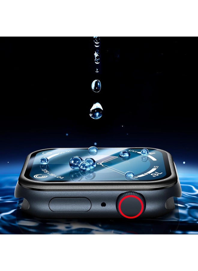 Generic - Applicable For Apple Watch 10/9 Frame Tempered Glass Film Apple Watch Protective Film IWatch Curved Mask-Color:2# Black Curved Mask Packaging Film Artifact-Dimensions:45mm - Image 1