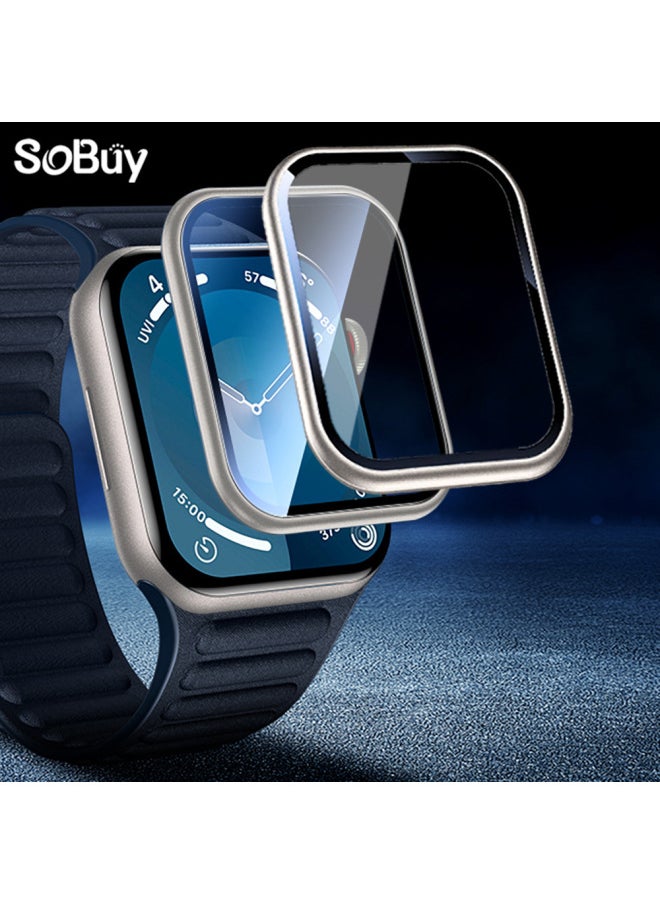 Generic - Applicable For Apple Watch 10/9 Frame Tempered Glass Film Apple Watch Protective Film IWatch Curved Mask-Color:2# Black Curved Mask Packaging Film Artifact-Dimensions:45mm - Image 1