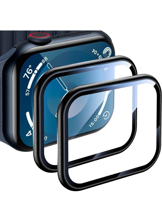 Generic - Applicable For Apple Watch 10/9 Frame Tempered Glass Film Apple Watch Protective Film IWatch Curved Mask-Color:2# Black Curved Mask Packaging Film Artifact-Dimensions:45mm - Image 1