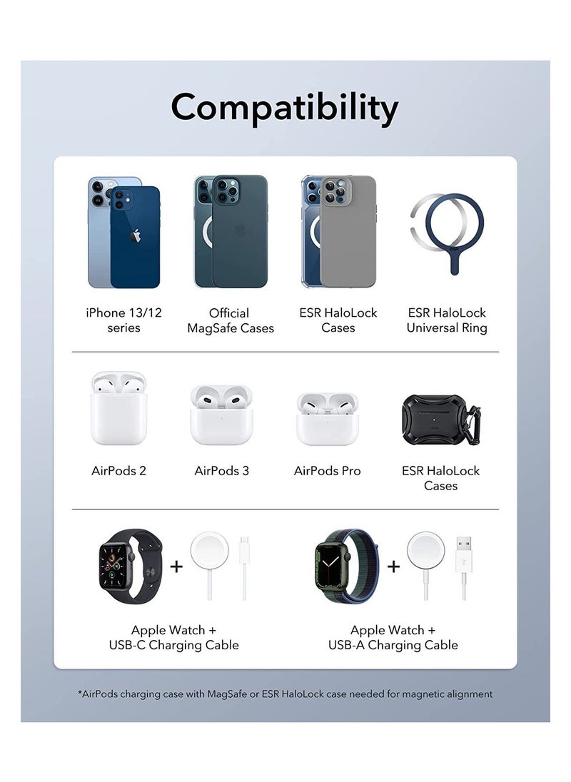 ESR - ESR HaloLock 3-in-1 Wireless Charger with CryoBoost, Compatible with MagSafe Charger Stand, Phone-Cooling Fast Charging Compatible with iPhone 14/13/12, AirPods Pro/3/2, with Adapter, Arctic White - Image 1
