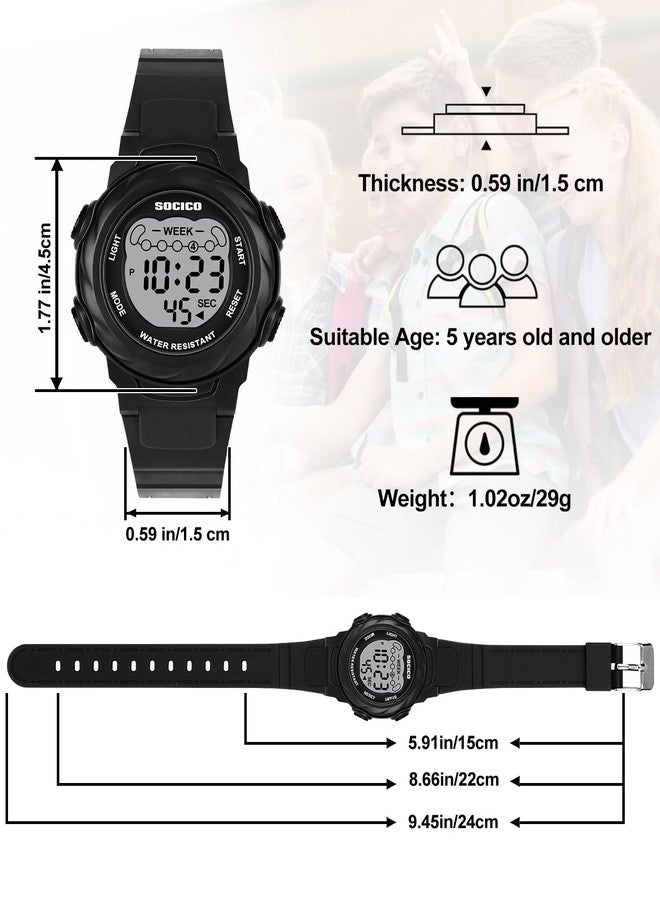 SOCICO Kids Digital Watches for Girls Boys, Waterproof 5ATM, 7 Color Lights Waterproof Watches for Kids with Alarm Stopwatch, Soft Band Wrist Watch for Girls and Boys Ages 5-12. - Image 5