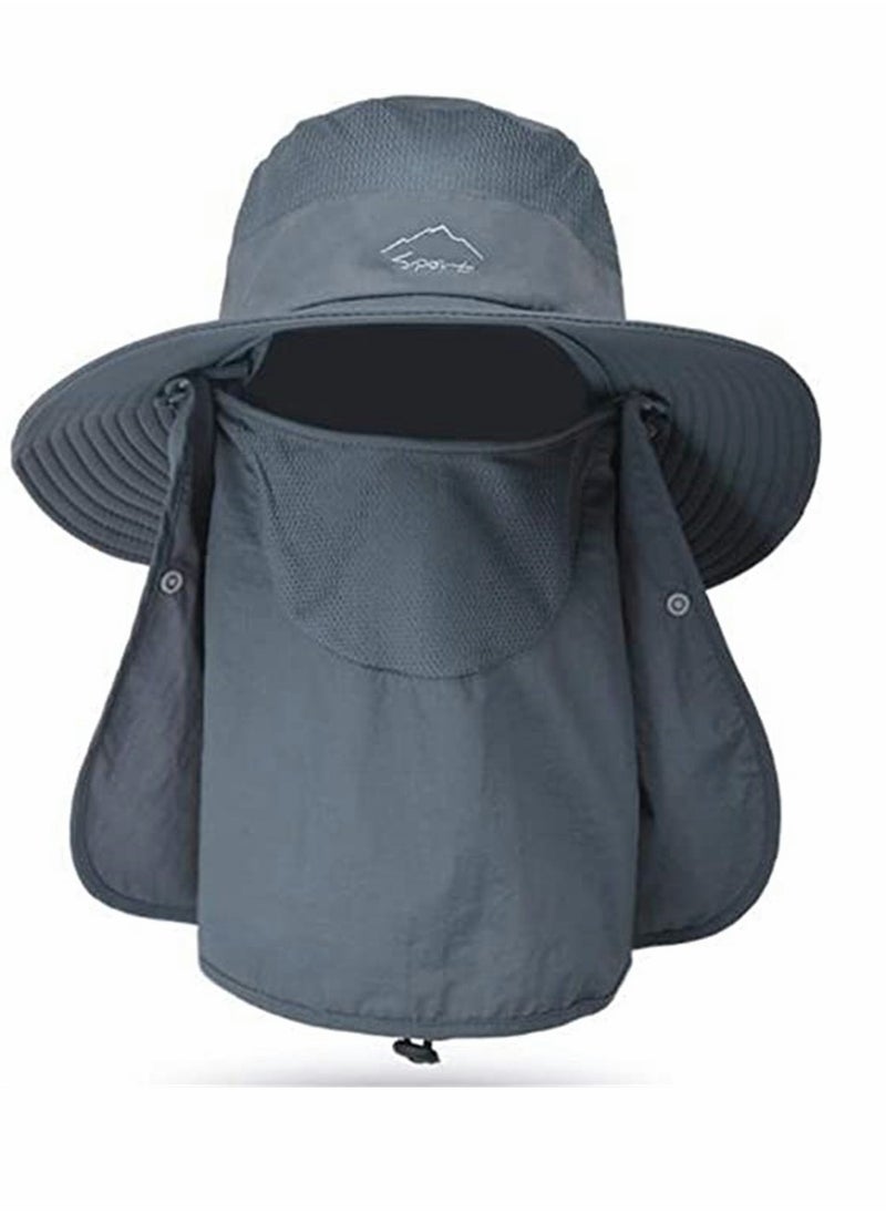 SYOSI Fishing Hat, for Men & Women, Outdoor UV Sun Protection Wide Brim Hat with Face Cover, Neck Flap  - Image 1