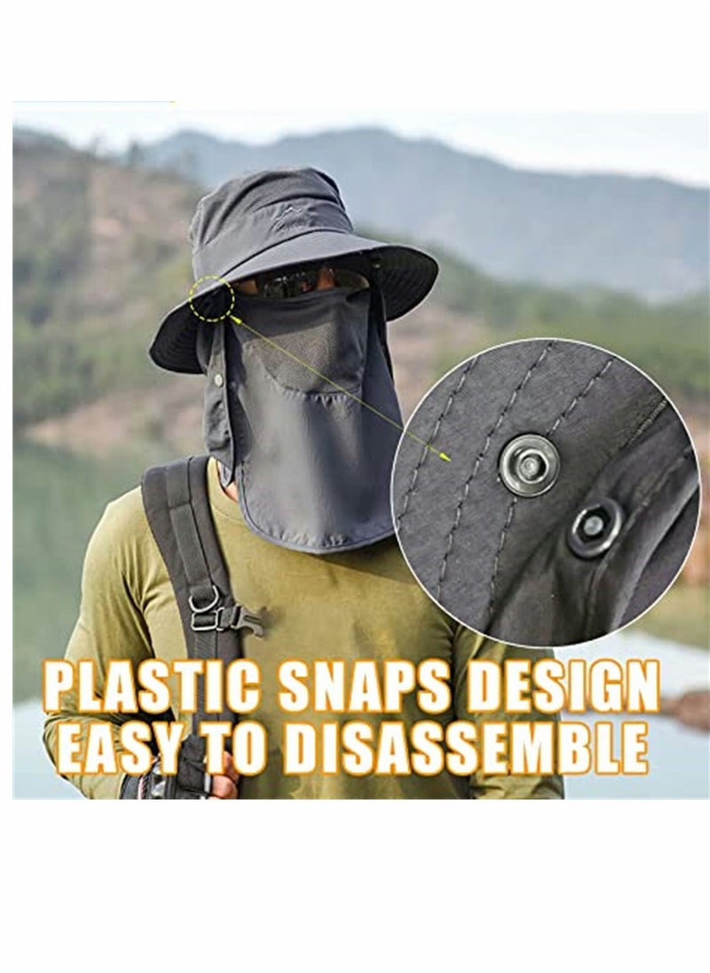 SYOSI Fishing Hat, for Men & Women, Outdoor UV Sun Protection Wide Brim Hat with Face Cover, Neck Flap  - Image 3