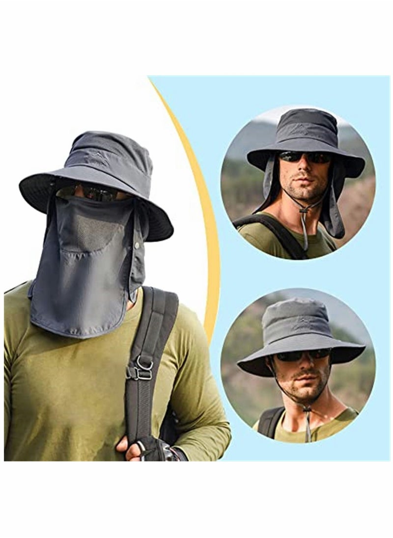 SYOSI Fishing Hat, for Men & Women, Outdoor UV Sun Protection Wide Brim Hat with Face Cover, Neck Flap  - Image 5