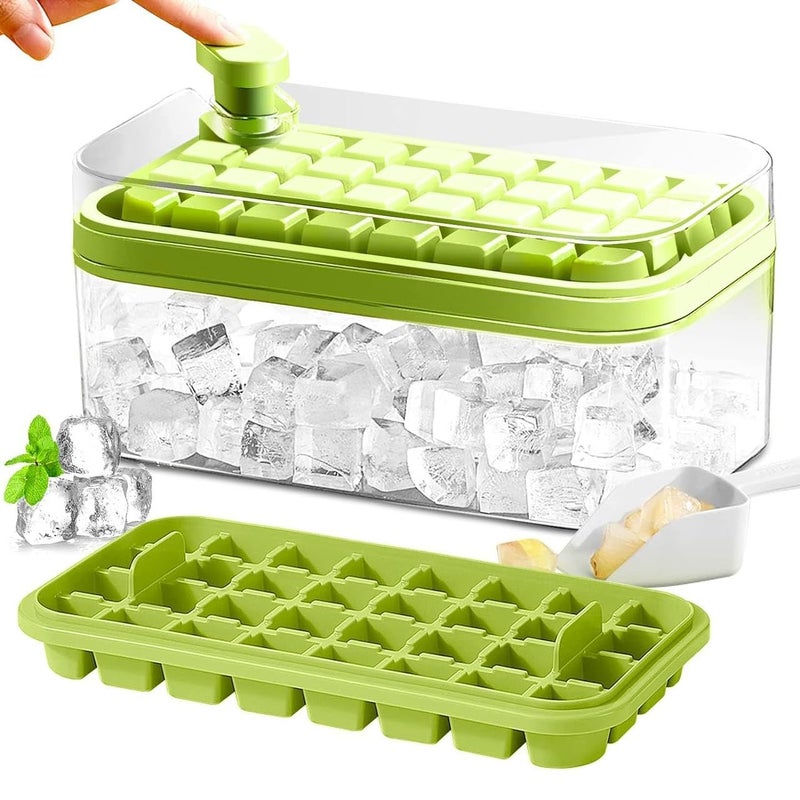 Cheet enterprise Plastic 2 Layer Ice Cube Tray with Lid Bin Square Ice Cubes Molds - Image 1