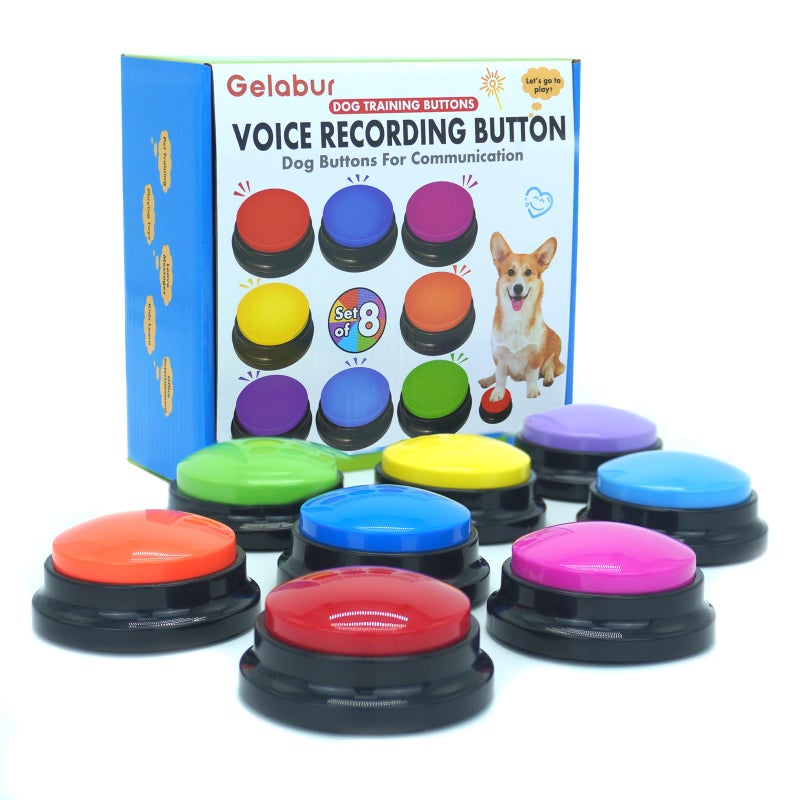 Gelabur Set of 8 Dog Buttons for Communication, Voice Recordable Buttons for Classroom, Dog Training Talking Buttons Starter Set, Pet Easy Speaking Buttons Tools - Image 1