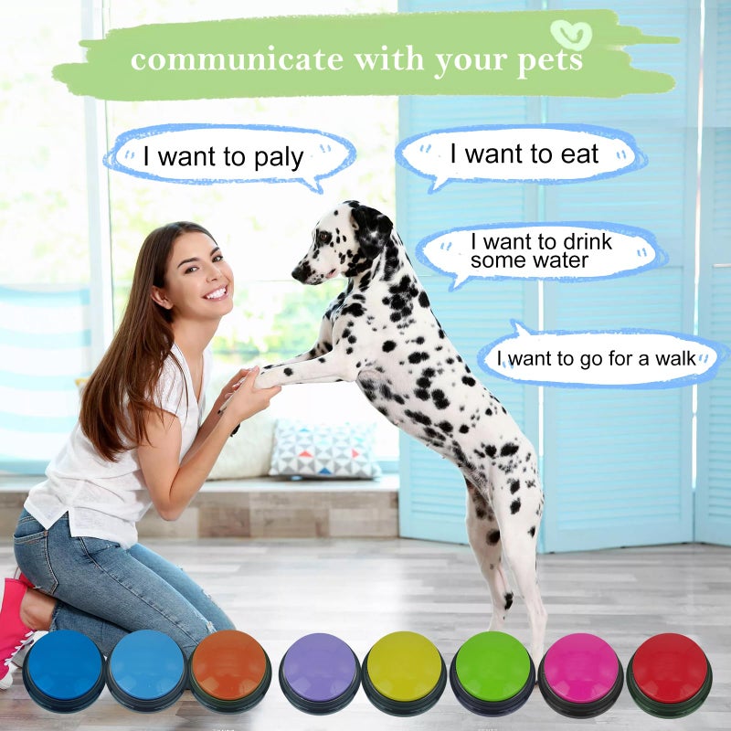 Gelabur Set of 8 Dog Buttons for Communication, Voice Recordable Buttons for Classroom, Dog Training Talking Buttons Starter Set, Pet Easy Speaking Buttons Tools - Image 2