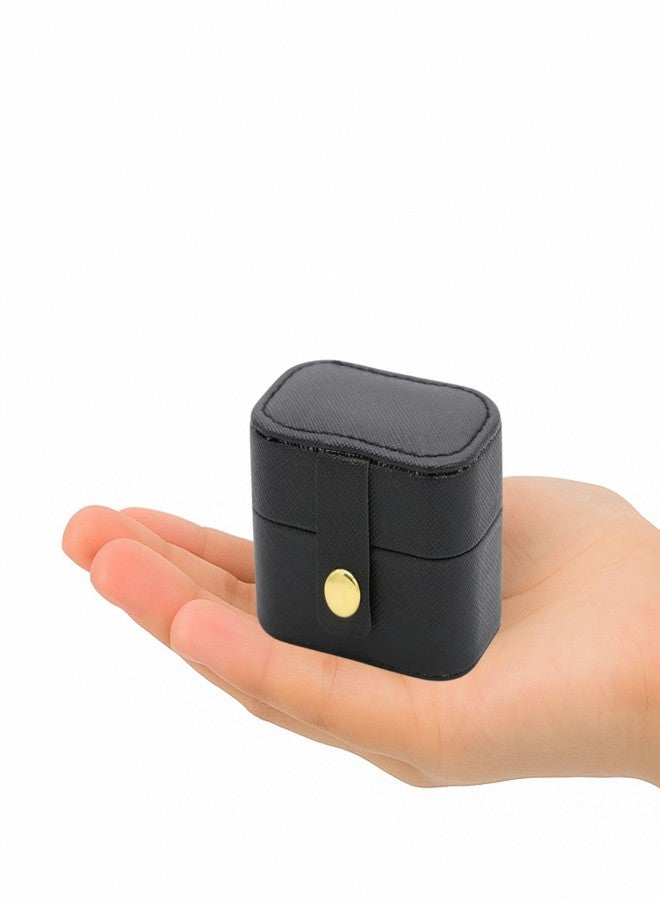 Hian Portable Leather Mini Jewelry Travel Case – Compact Organizer Box for Rings, Earrings, Neck– Ideal for Travel & Gifts (Black Color, Small Rectangle Shape) - Image 2