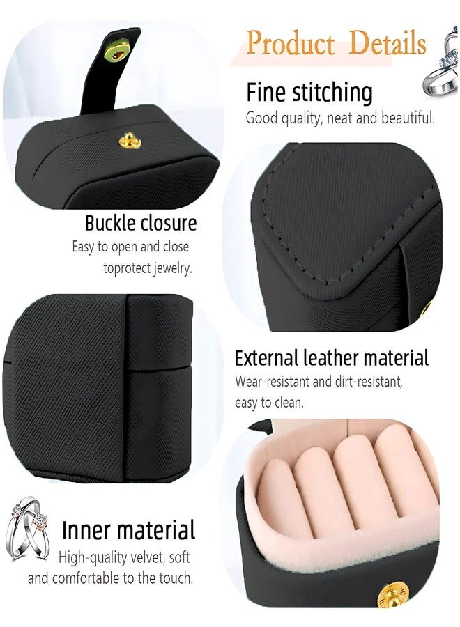 Hian Portable Leather Mini Jewelry Travel Case – Compact Organizer Box for Rings, Earrings, Neck– Ideal for Travel & Gifts (Black Color, Small Rectangle Shape) - Image 5