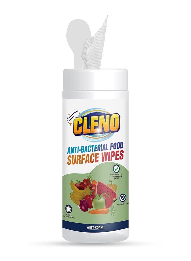 Cleno مناديل كلينو المبللة المضادة للبكتيريا لتنظيف أسطح الطعام، تنظف أسطح عبوات الحليب والفواكه والخضراوات والأواني الخزفية، وتزيل الجراثيم والبكتيريا والمواد الكيميائية والشمع - 50 منديلًا - Image 1