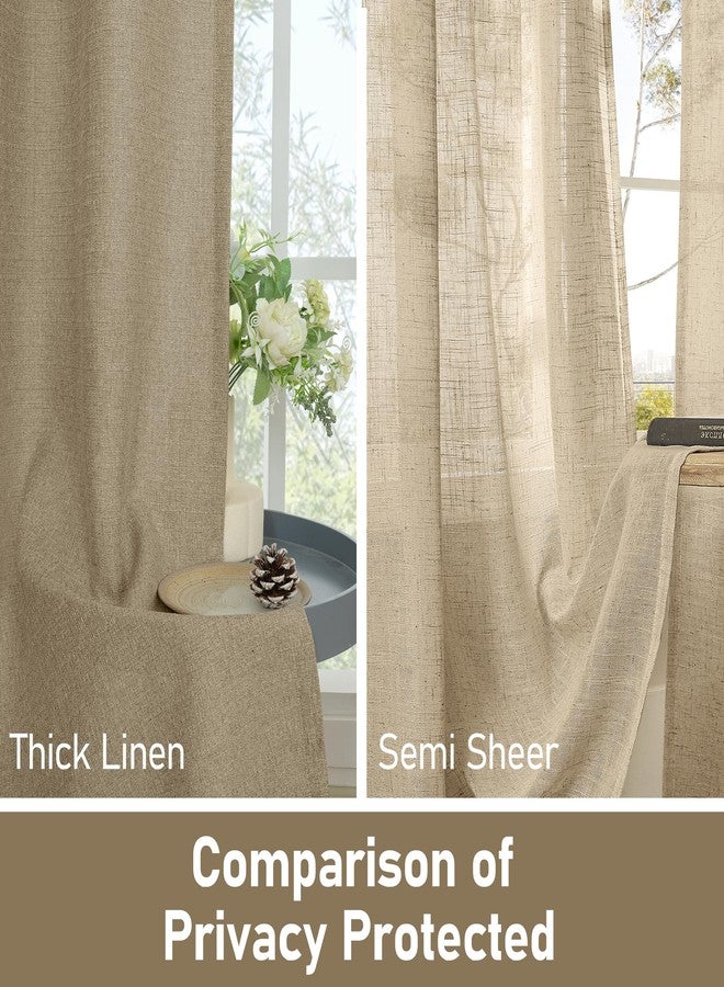 LAMIT Natural Linen Curtains 84 inch Length 2 Panels, Linen Textured Thermal Insulated Bedroom Curtains Grommet Privacy Room Darkening Drapes for Living Room/Farmhouse, W52 x L84, Tan Brown - Image 4
