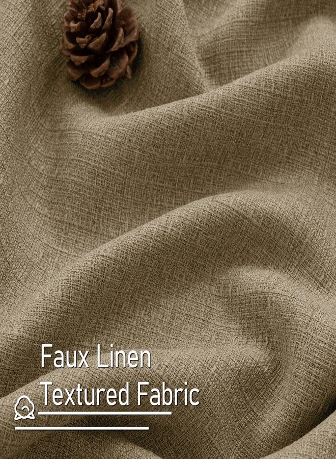 LAMIT Natural Linen Curtains 84 inch Length 2 Panels, Linen Textured Thermal Insulated Bedroom Curtains Grommet Privacy Room Darkening Drapes for Living Room/Farmhouse, W52 x L84, Tan Brown - Image 3
