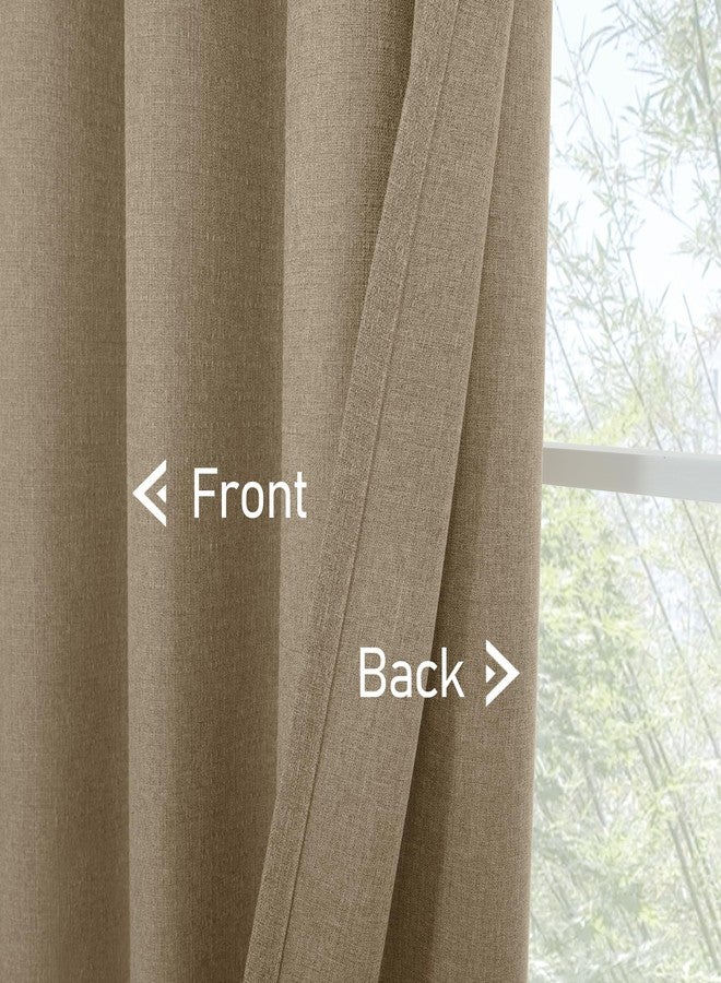 LAMIT Natural Linen Curtains 84 inch Length 2 Panels, Linen Textured Thermal Insulated Bedroom Curtains Grommet Privacy Room Darkening Drapes for Living Room/Farmhouse, W52 x L84, Tan Brown - Image 5