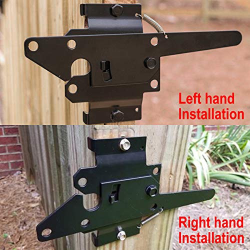JIAHOO Post Mount Gate Latch for Wooden Fence - Heavy Duty Self Locking Gate Latch Hardware for Pool/Garden Gate Safety Latch, Automatic Fingertip Release Latches for Vinyl/Wood Fence, Black Finish - Image 5