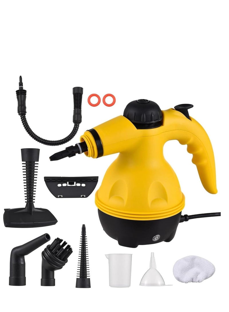 MissTiara منظف بخار محمول باليد 1000 واط متعدد الوظائف آلة تنظيف بالبخار المضغوط عالية الحرارة مع 9 قطع ملحقات للمطبخ والأريكة والحمام والسيارة والنافذة - Image 4